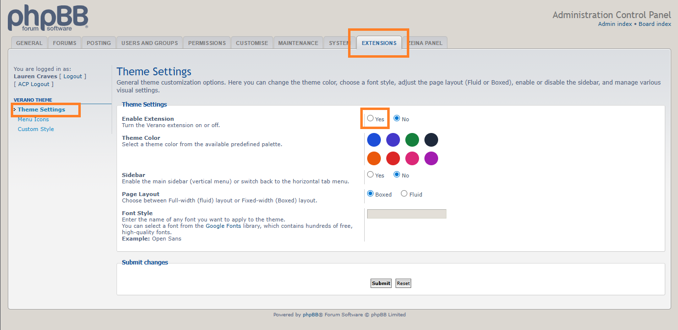 Verano Theme enabled