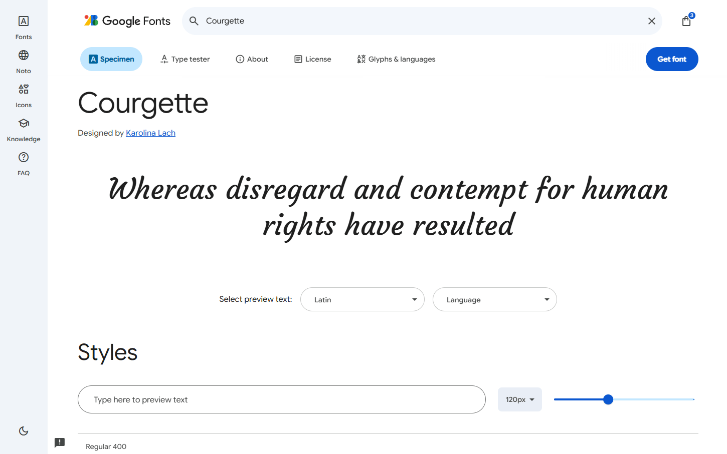Google fonts example
