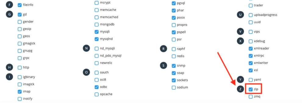 php zip cpanel