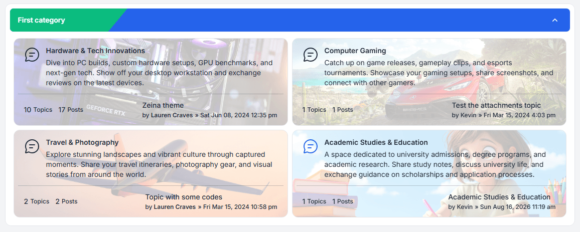 Forum image as grid background example