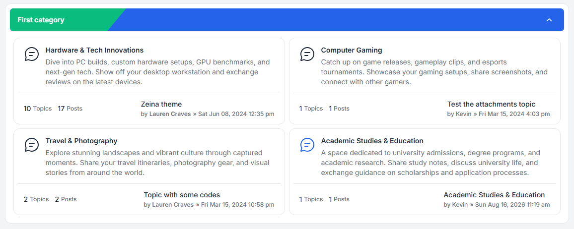 Forums grid layout example