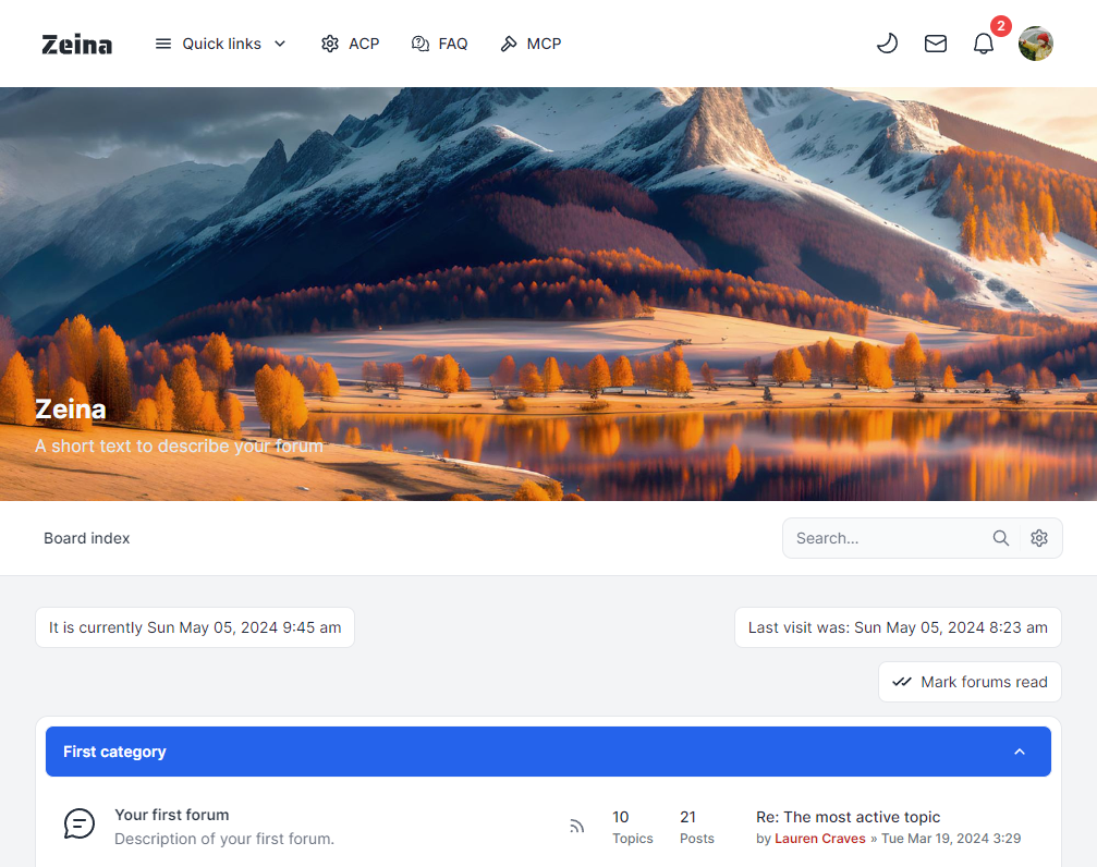 Light mode example